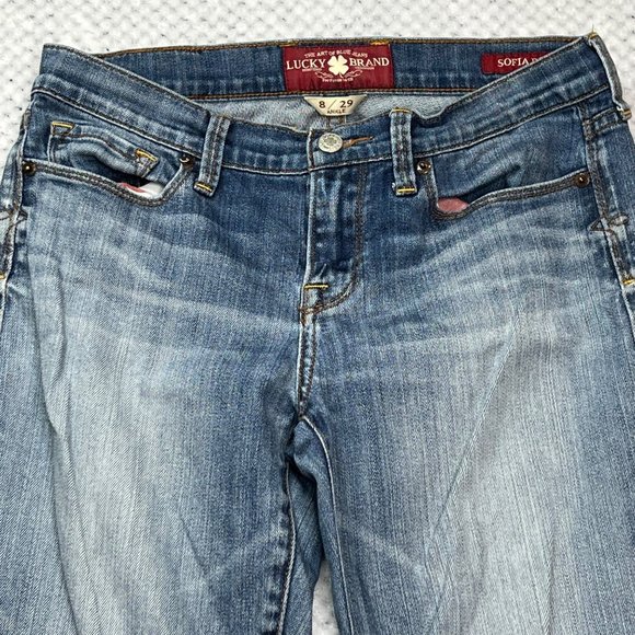 Lucky Brand Sofia Boot Low Rise Denim Jeans Size 8 Womens - Picture 2 of 16